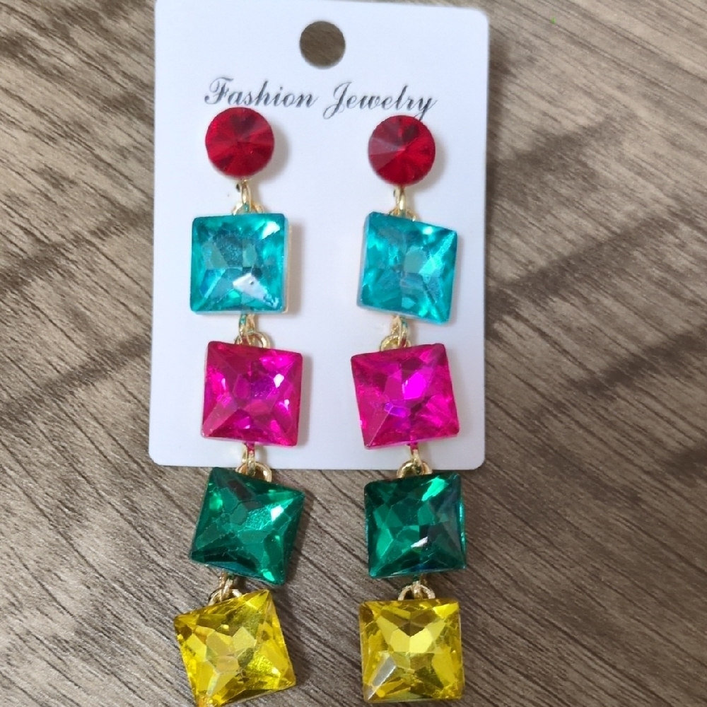 Colorful Gemstone Drop Earrings
